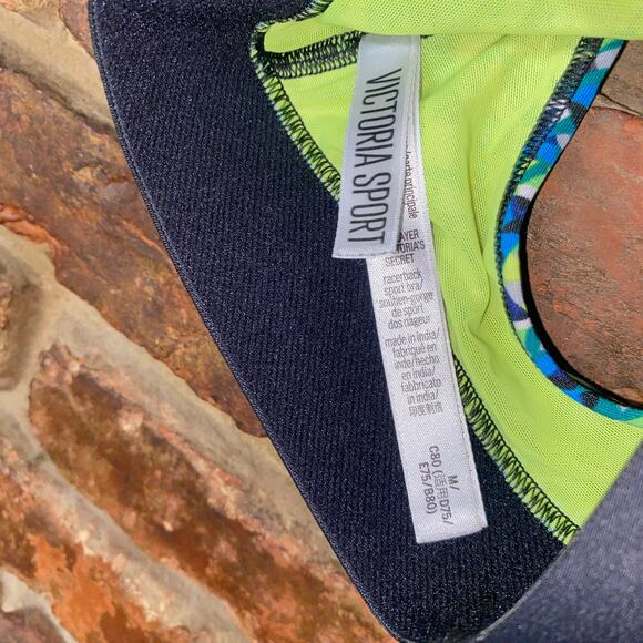 Victoria's Secret Blue Green Geometric The Player Sports Bra Women's Size Medium - Picture 3 of 4